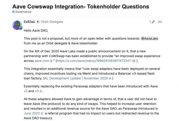 46bd524102c455e7d938b5db3ec675fb Firestorm erupts in Aave governance forum over CoW Swap fees